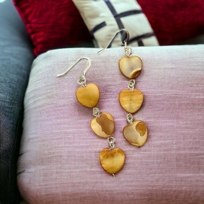 Earrings | Tea Dyed Mother of Pearl Heart