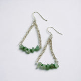 Chain Maille Earrings | Green Aventurine | White Stone
