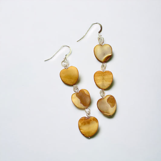 Earrings | Tea Dyed Mother of Pearl Heart