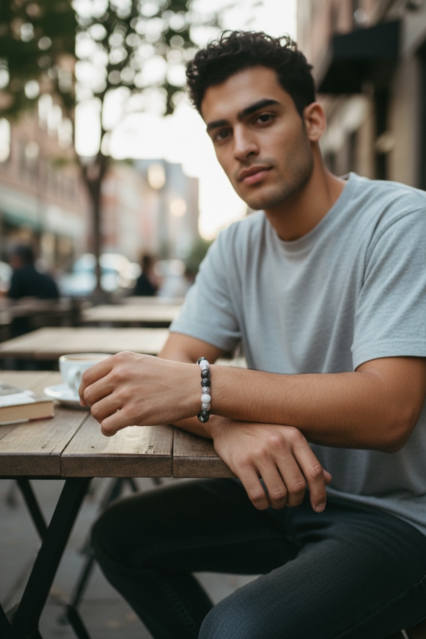Stretch Bracelet | Zebra Jasper and Rose Quartz – Strength, Love & Balance in Motion