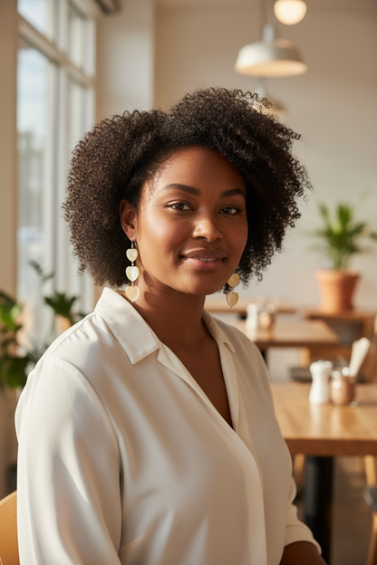 Tea-Dyed Mother of Pearl Heart Earrings – Gentle Love, Protection & Feminine Grace