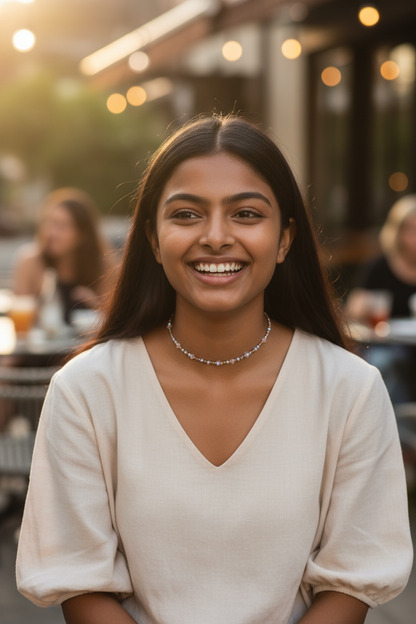 Seed Bead Necklace – White, Pink & Purple for Love, Clarity & Spiritual Flow