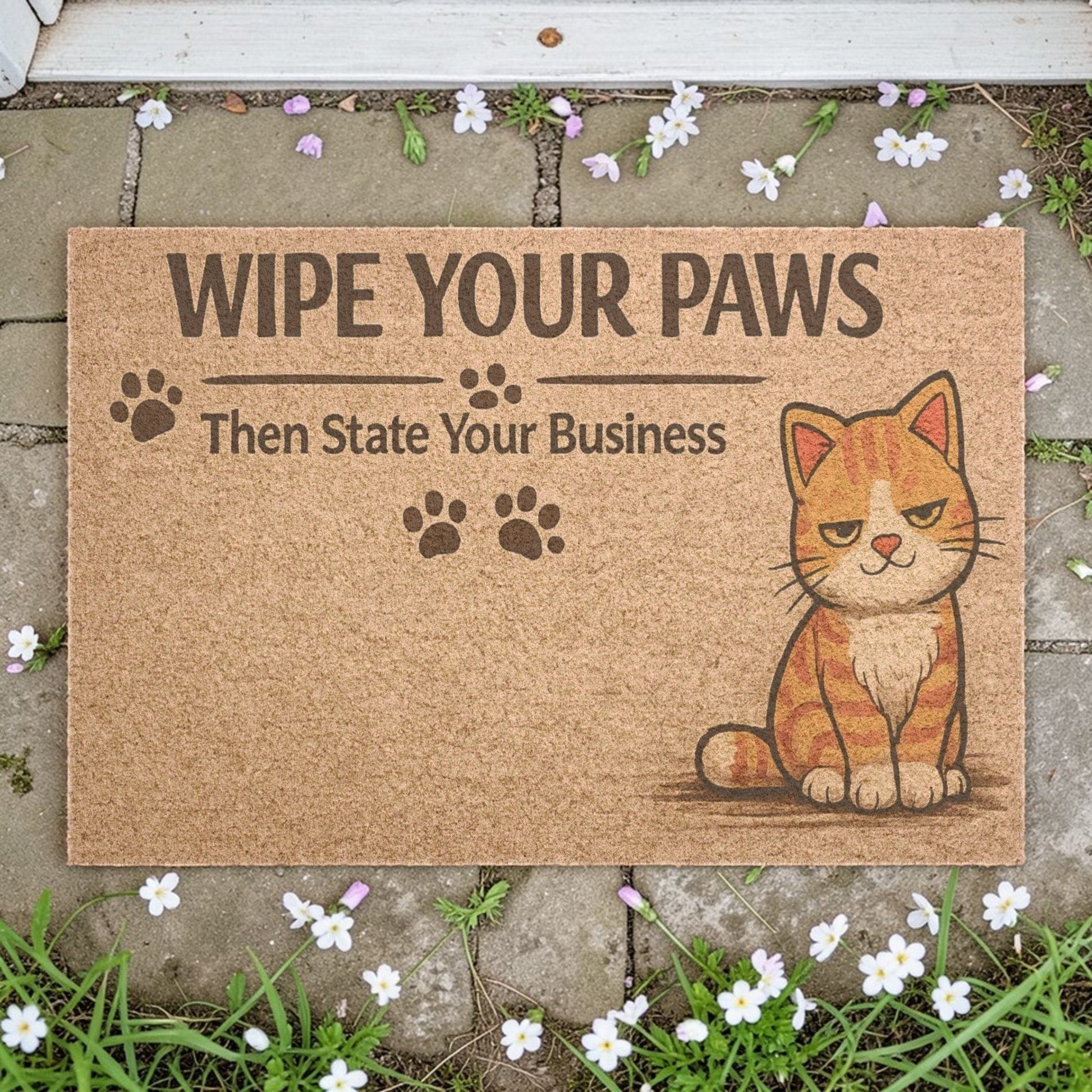 Playful cat-themed welcome mat with a “You May Enter” message, perfect for adding charm and personality to your entryway.