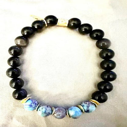 Stretch Bracelet | Imperial Jasper and Silver Obsidian