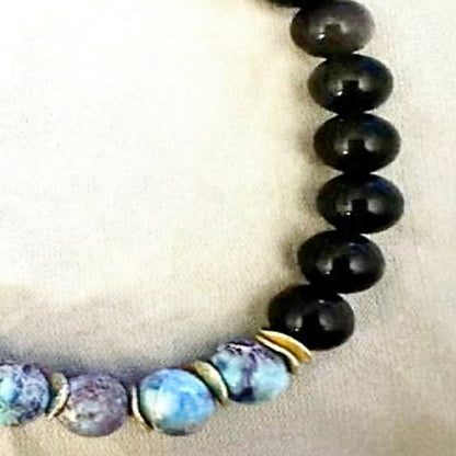 Stretch Bracelet | Imperial Jasper and Silver Obsidian