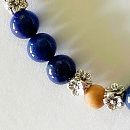 Rosary Bracelet | Snow Jade, Lapis and Sandalwood