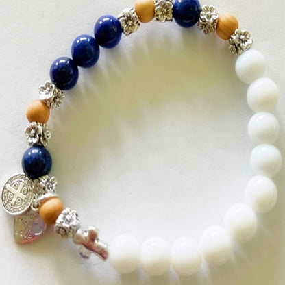 Rosary Bracelet | Snow Jade, Lapis and Sandalwood