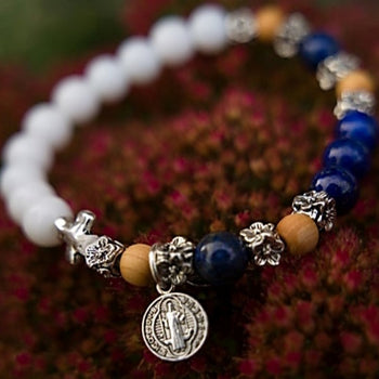 Rosary Bracelet | Snow Jade, Lapis and Sandalwood