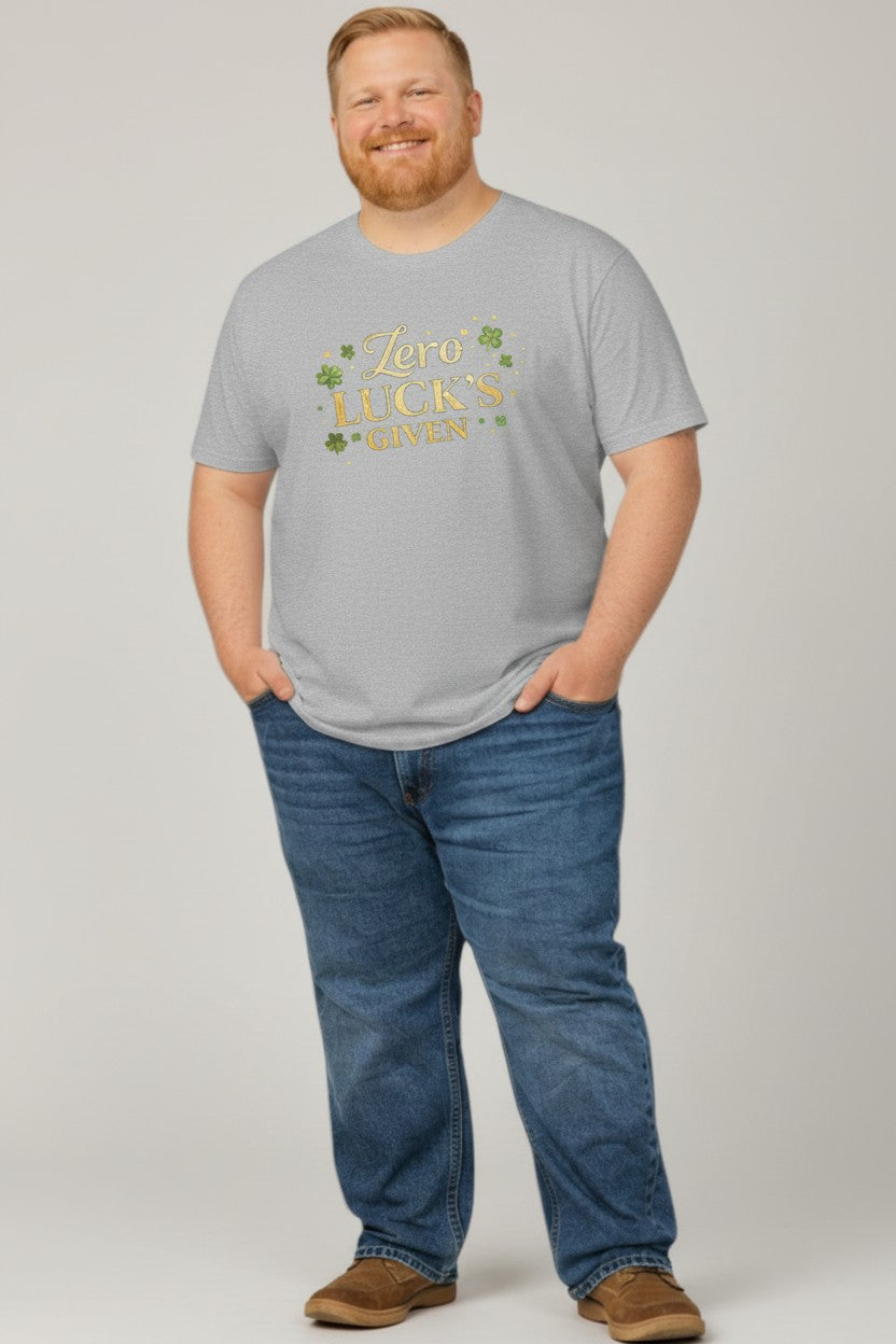 T-Shirt — "Zero Luck's Given" Shamrock Graphic St. Patrick’s Tee