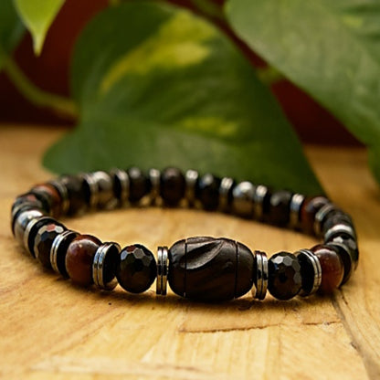 Aromatic Tiger Ebony Mala Bead Bracelet – Earthy and Calming