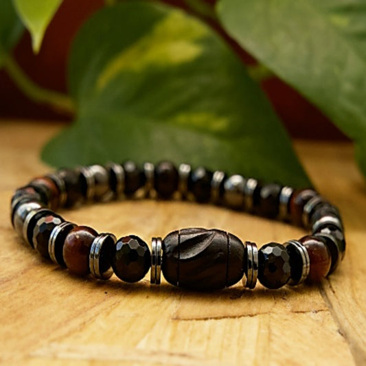 Stretch Bracelet | Fragrant Tiger Skin Sandalwood and Black Tourmaline