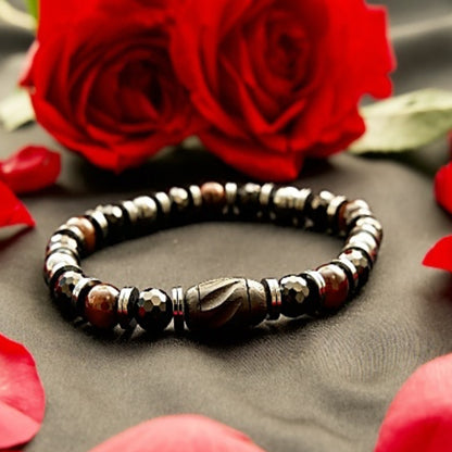 Aromatic Tiger Ebony Mala Bead Bracelet – Earthy and Calming