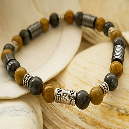 Stretch Bracelet | Jasper, Hematite and Fragrant Green Sandalwood