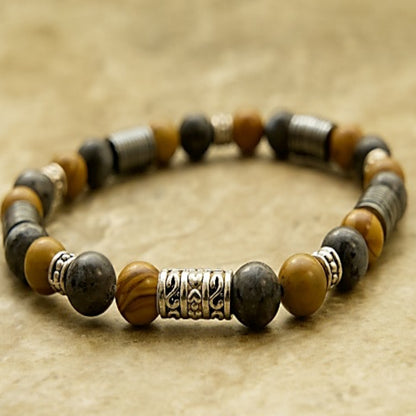 Stretch Bracelet | Jasper, Hematite and Fragrant Green Sandalwood