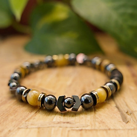 Stretch Bracelet | Hematite and Golden Tiger Eye