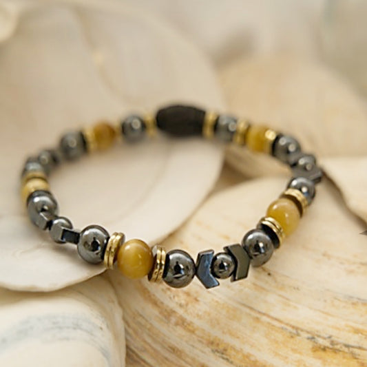 Stretch Bracelet | Hematite and Golden Tiger Eye