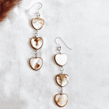 Earrings | Tea Dyed Mother of Pearl Heart