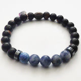 Stretch Bracelet | Tiger Ebony Mala and Sodalite Beads
