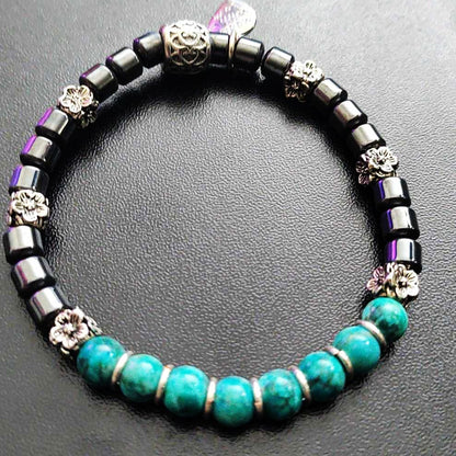 Stretch Bracelet | Turquoise and Magnetic Hematite