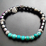 Stretch Bracelet | Turquoise and Magnetic Hematite