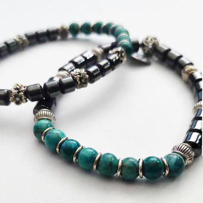 Stretch Bracelet | Turquoise and Magnetic Hematite