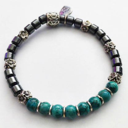 Stretch Bracelet | Turquoise and Magnetic Hematite