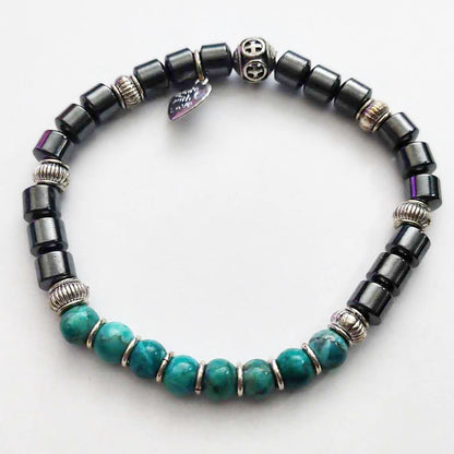 Stretch Bracelet | Turquoise and Magnetic Hematite