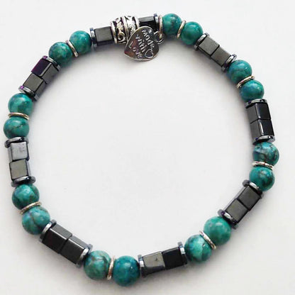 Stretch Bracelet | Turquoise and Magnetic Hematite