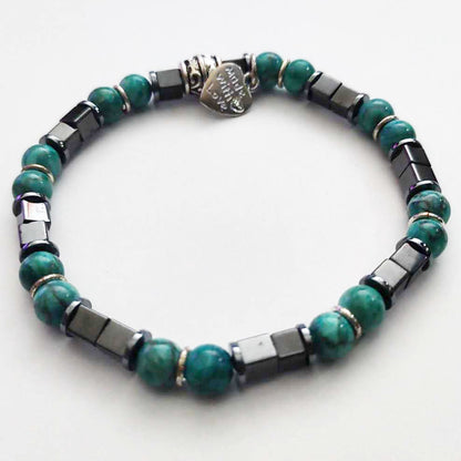 Stretch Bracelet | Turquoise and Magnetic Hematite