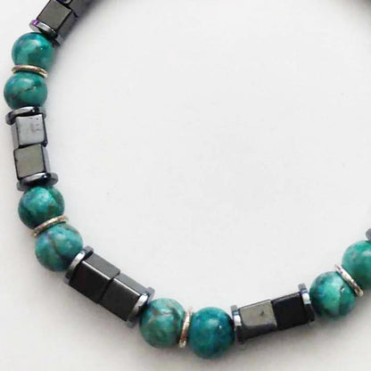 Stretch Bracelet | Turquoise and Magnetic Hematite