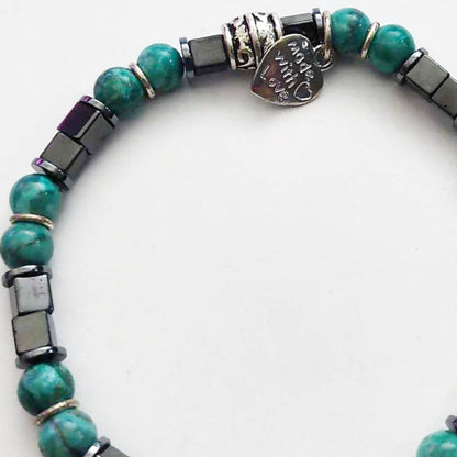 Stretch Bracelet | Turquoise and Magnetic Hematite