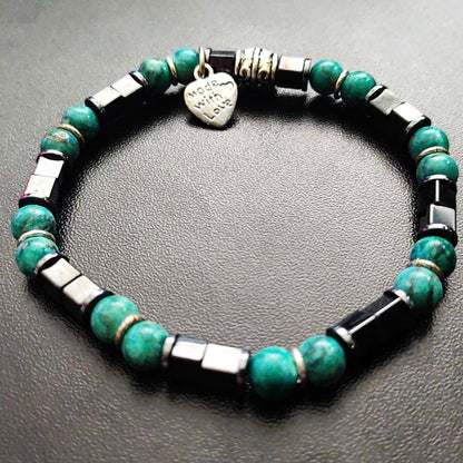 Stretch Bracelet | Turquoise and Magnetic Hematite