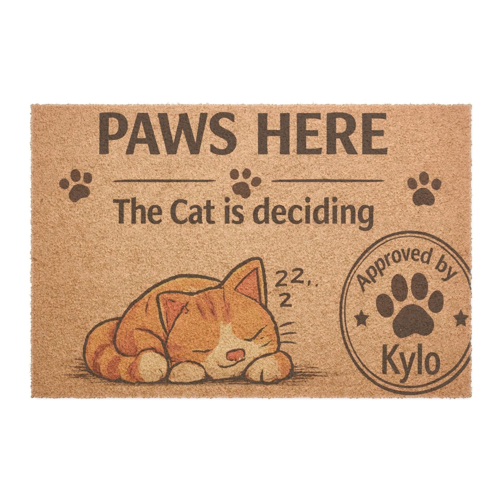 Whimsical cat doormat with a “The Cat Is Watching” phrase, perfect for adding charm and humor to your home entrance.