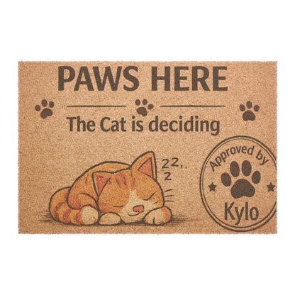 Whimsical cat doormat with a “The Cat Is Watching” phrase, perfect for adding charm and humor to your home entrance.