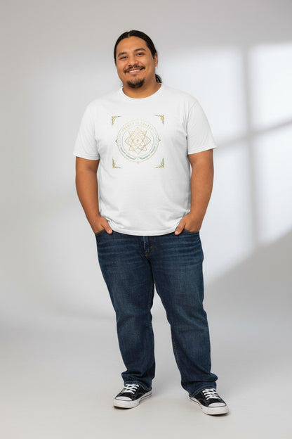 Sacred Geometry Tee — Golden Mandala Spiritual T‑Shirt