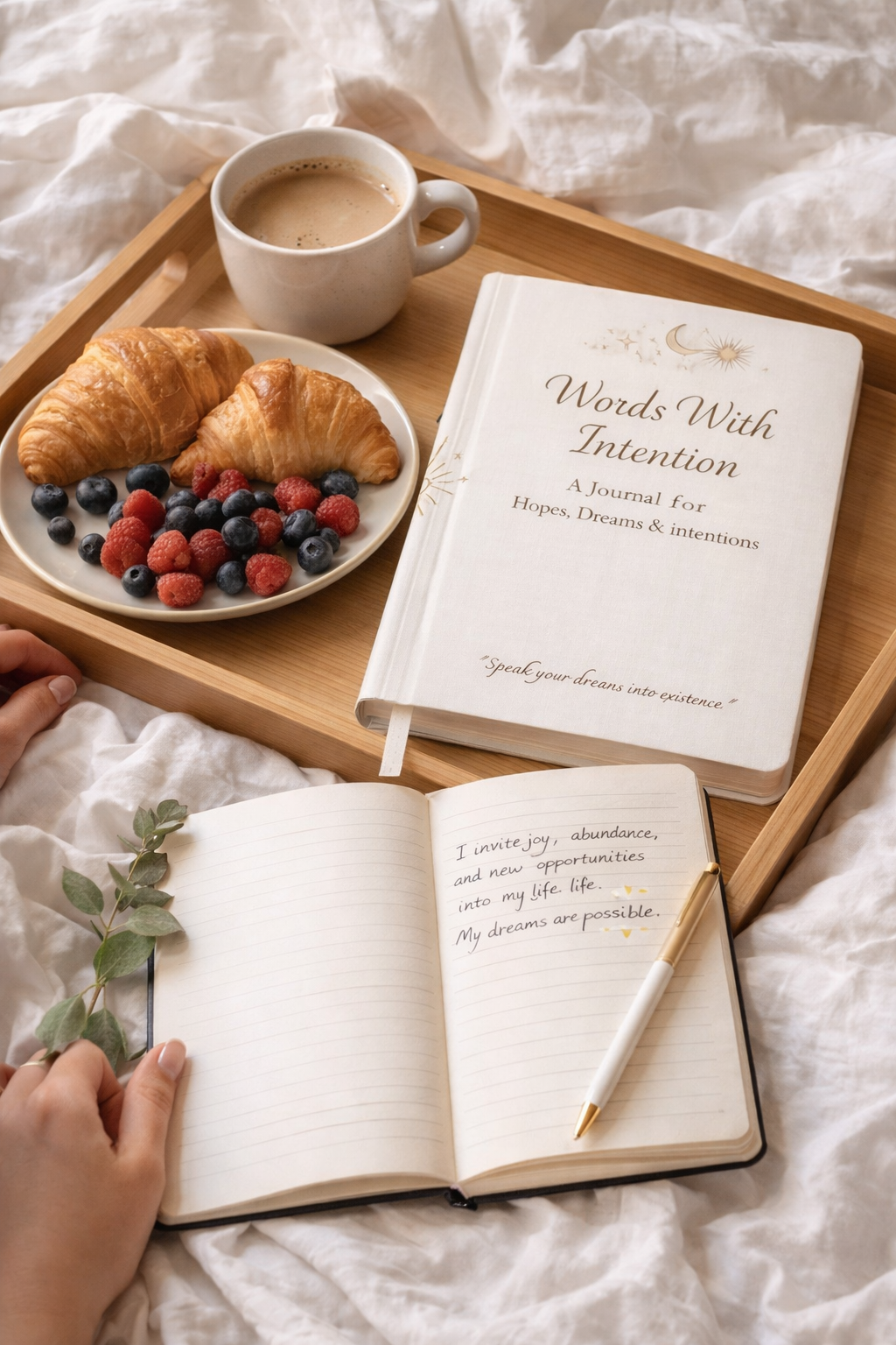 Words With Intention Hardcover Journal — Guided Hopes, Dreams & Intentions Notebook
