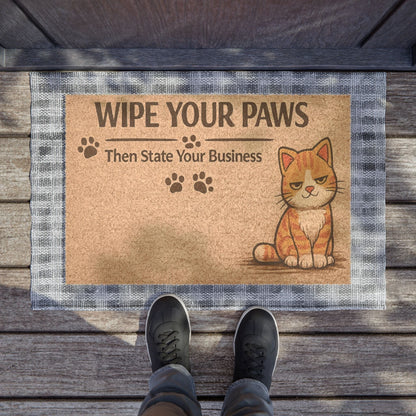 Whimsical cat doormat with a playful “You May Enter” message, great for creating a warm and inviting home entrance.