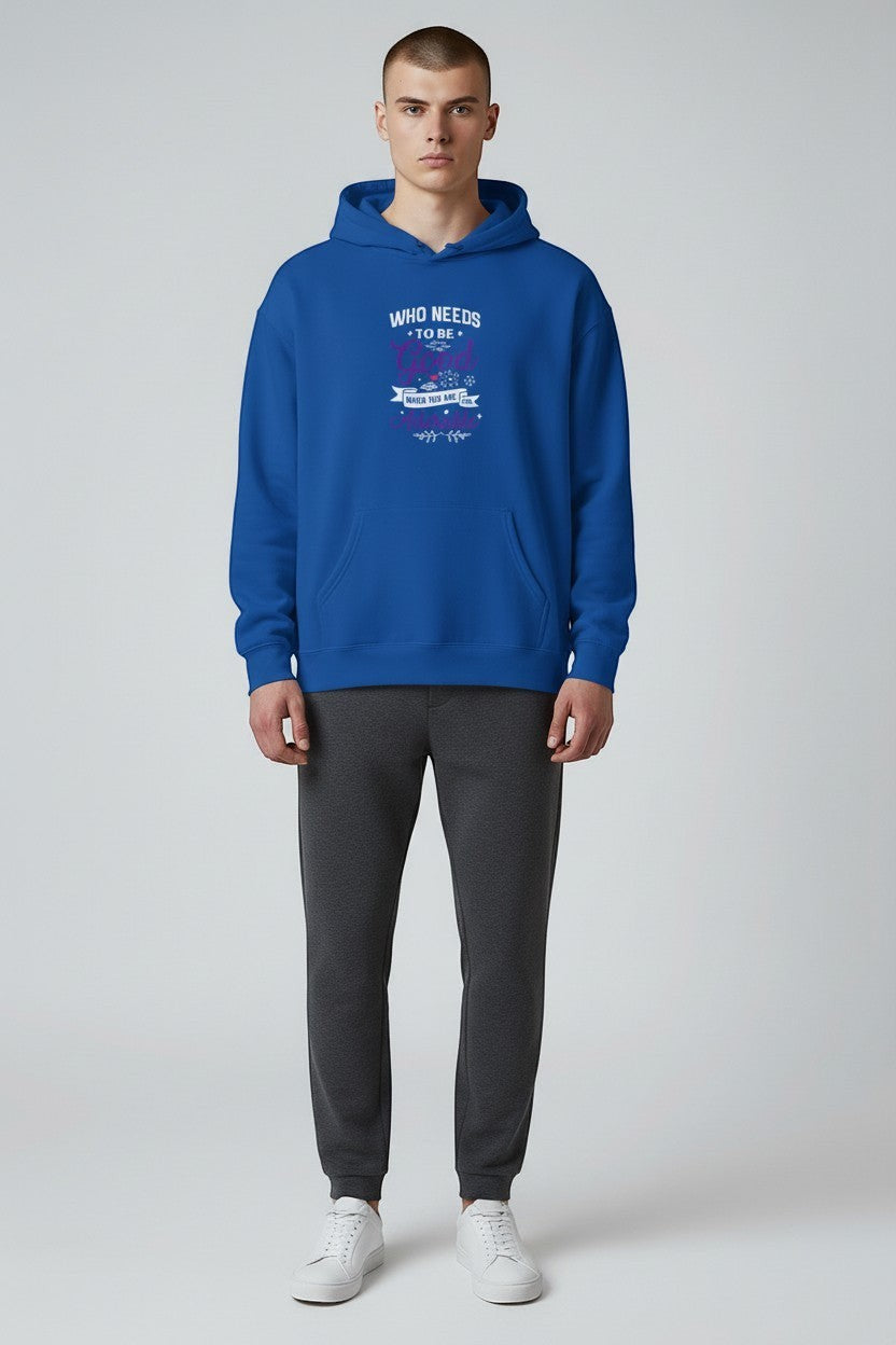 Man wearing blue hoodie, a comfortable and stylish option for everyday streetwear.