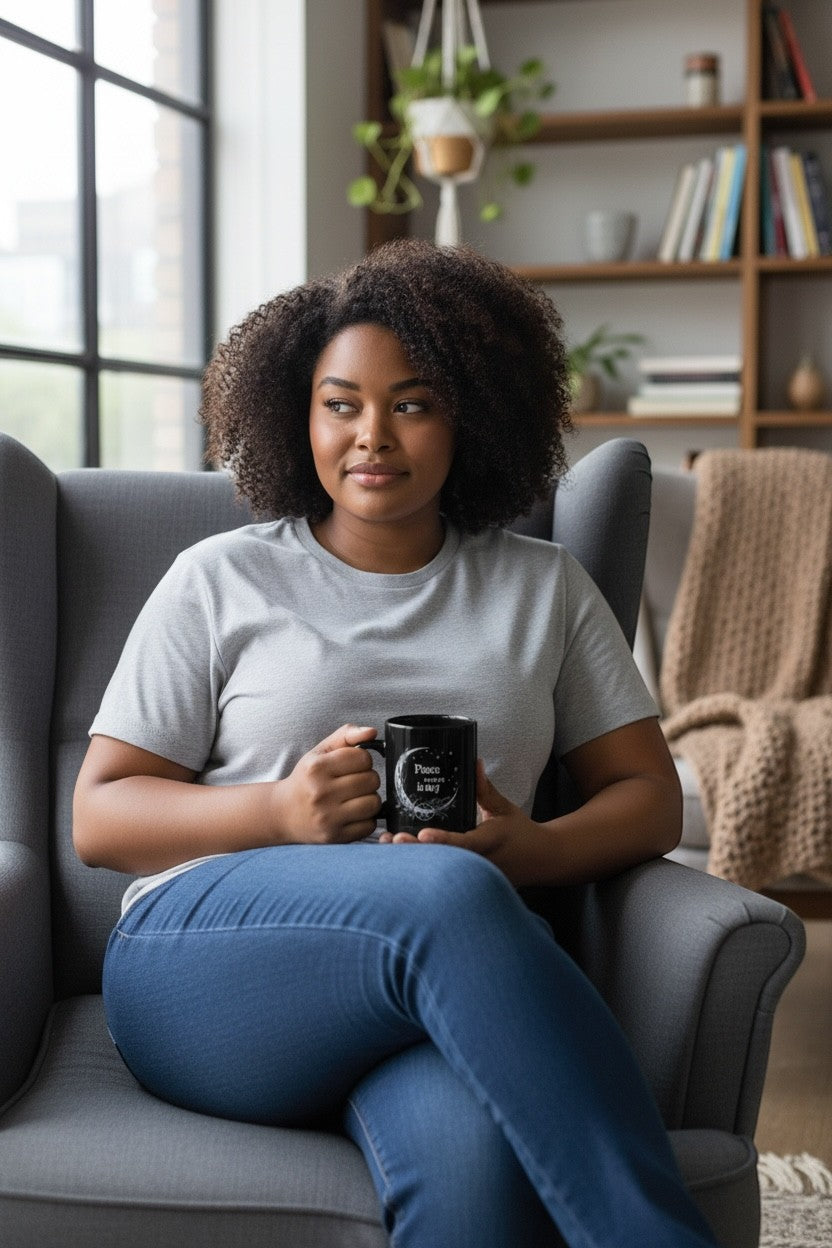 Jena Jewelry black ceramic mug with
