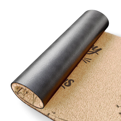 Jena Jewelry natural coir doormat with black vinyl backing, featuring "So Happy You Made It" text.