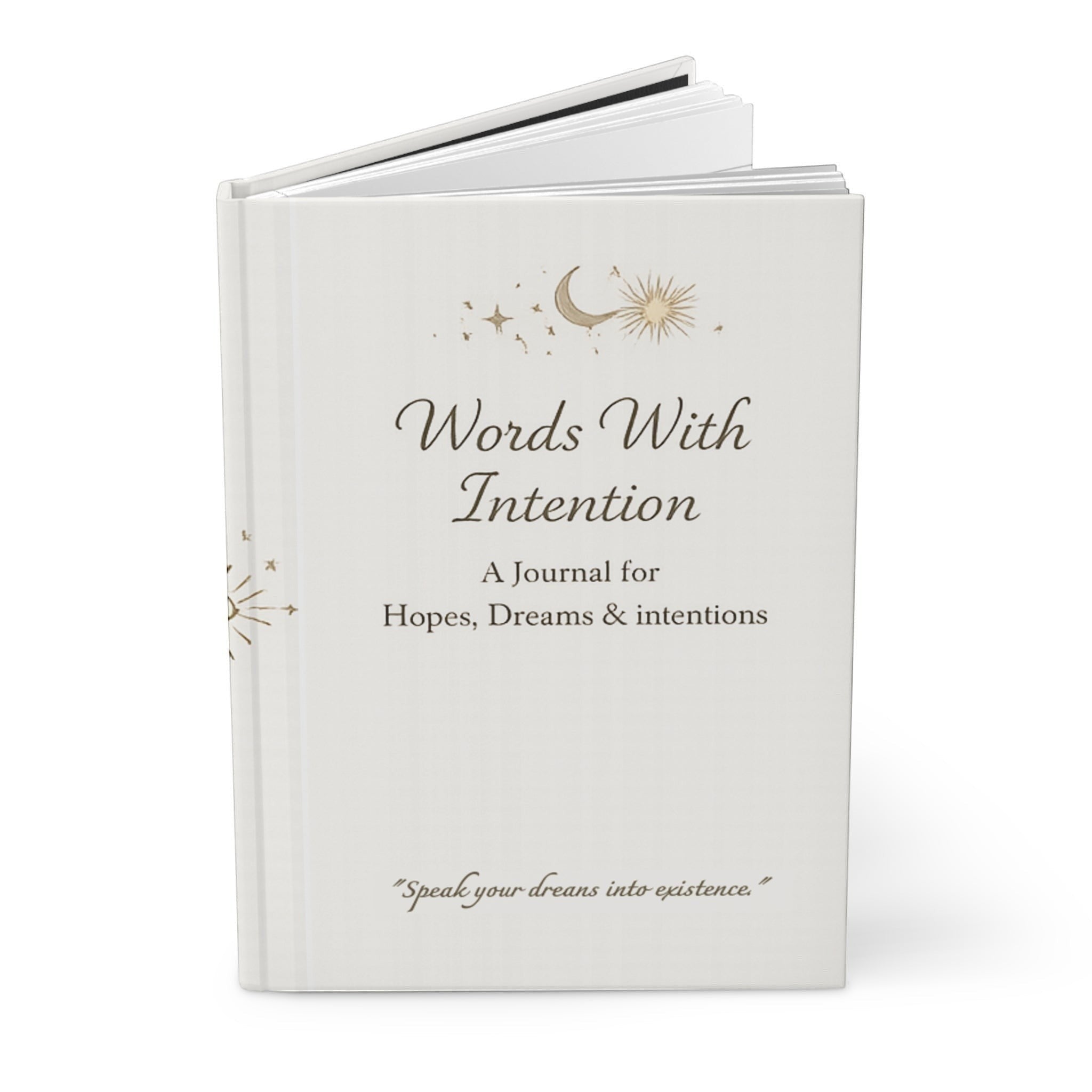 Jena Jewelry hardcover journal for affirmations, manifestation, gratitude & mindful writing. Features celestial design.