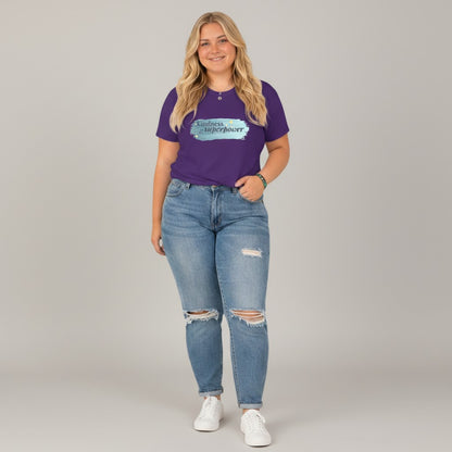 Jena Jewelry purple 100% cotton t-shirt with "Kindness is My Superpower" graphic in watercolor style.
