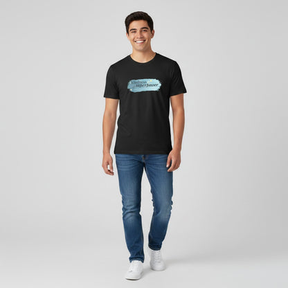Jena Jewelry black 100% cotton t-shirt with watercolor graphic that says "kindness is my superpower".