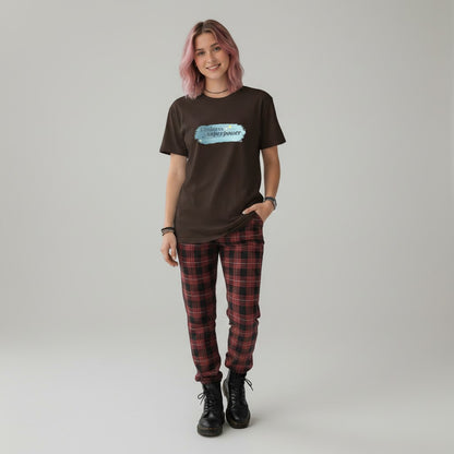 Jena Jewelry brown 100% cotton t-shirt with "kindness is my superpower" watercolor graphic. Relaxed fit, crew neck.