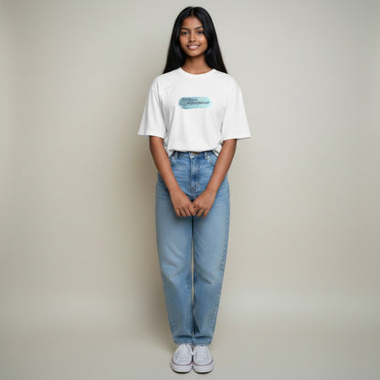 Jena Jewelry white 100% cotton t-shirt with watercolor graphic and "Kindness is My Superpower" text.