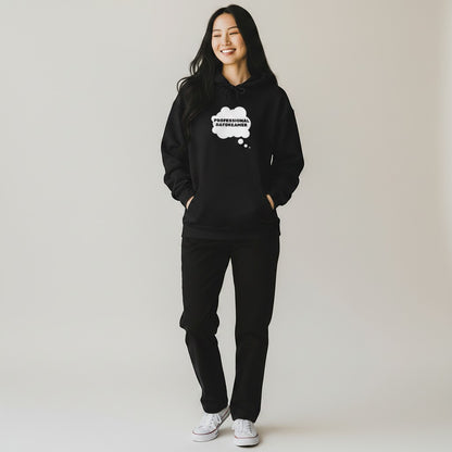 Jena Jewelry black cotton-poly blend hoodie with "Professional Daydreamer" graphic in a white thought bubble.