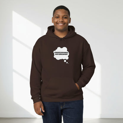 Jena Jewelry brown cotton-poly blend pullover hoodie with "Professional Daydreamer" thought bubble graphic.