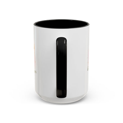 Jena Jewelry white ceramic mug with black interior and handle, featuring "Made of Magic" affirmation text and watercolor design.