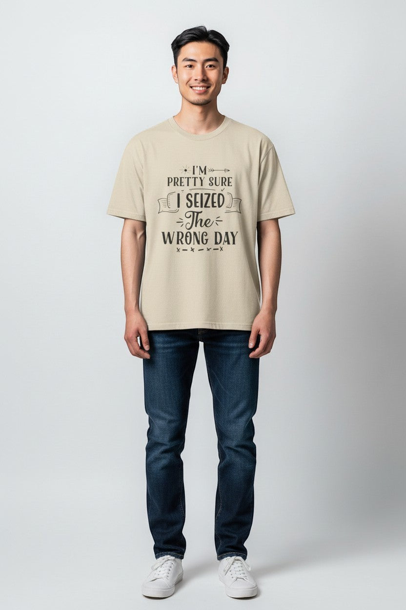 Jena Jewelry men's beige 100% cotton t-shirt with