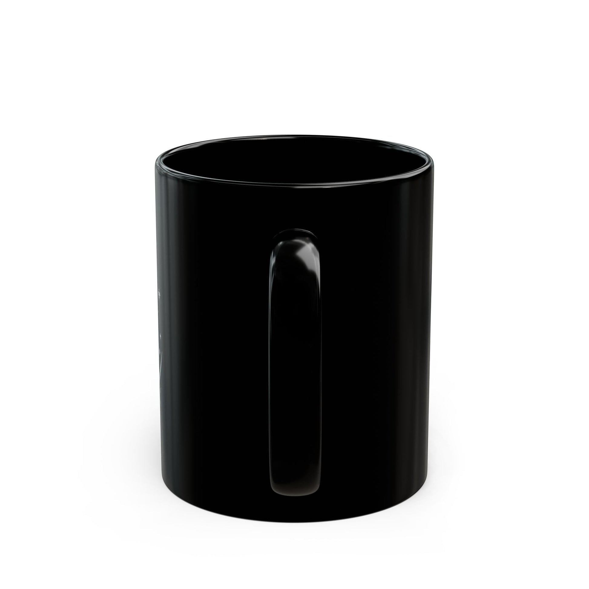 Jena Jewelry black ceramic coffee mug with "Peace Is My Power" affirmation text for mindfulness and strength.